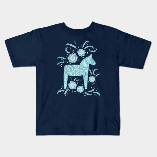 Swedish Dala Horse Kids T-Shirt by NicSquirrell
